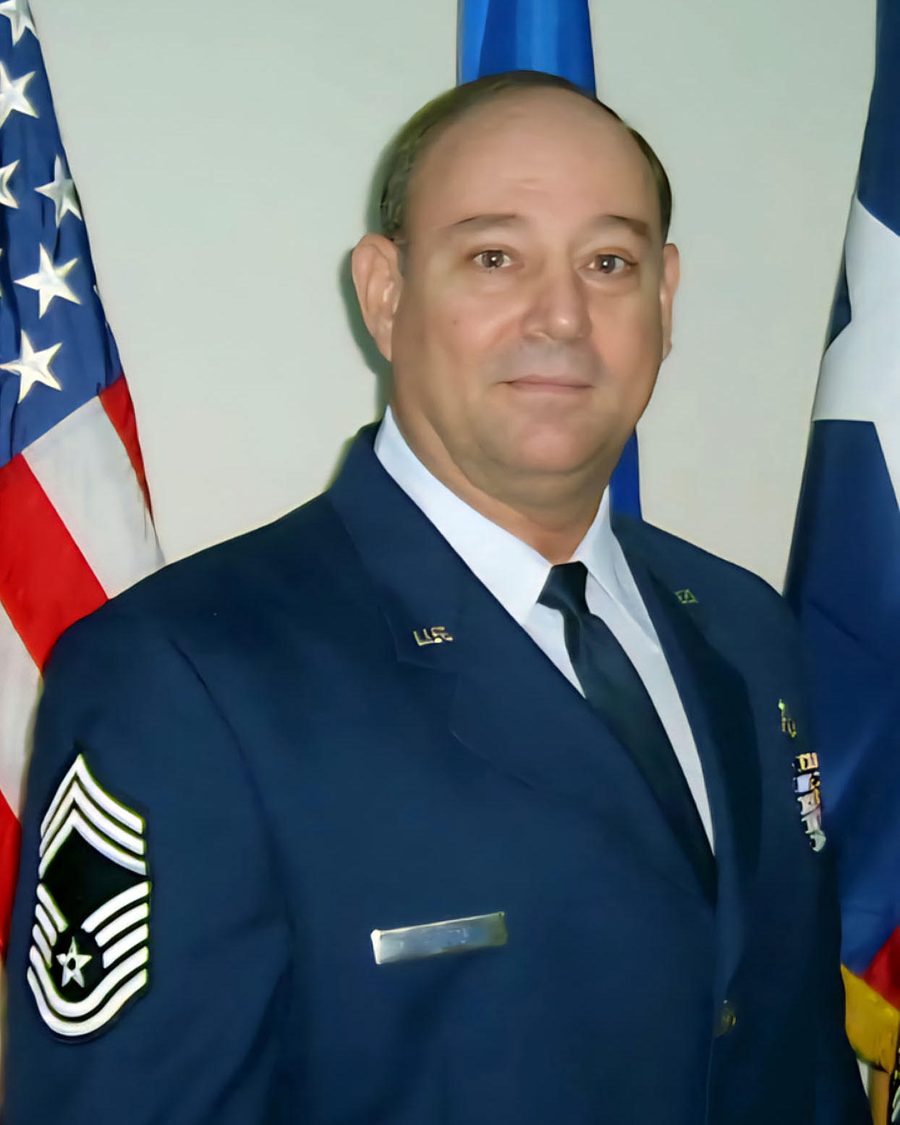 Chief Master Sergeant Michael Jacobssen in Air Force service dress.